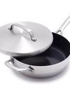 GreenPan GP5 Stainless Steel 4-Quart Sauté Pan with Lid and Helper Handle | Mirror Handles