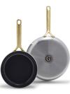 GreenPan GP5 Stainless Steel 8" and 10" Frypan Set | Champagne Handles