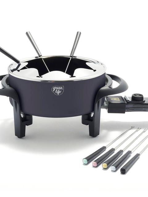 GreenPan GreenLife Healthy Ceramic Nonstick Fondue Party Set | Black