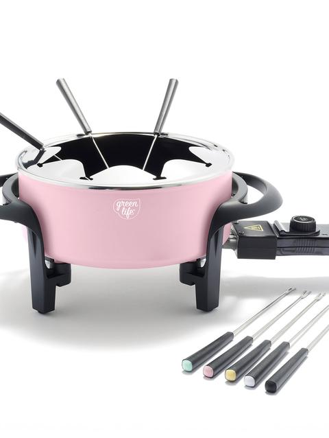 GreenPan GreenLife Healthy Ceramic Nonstick Fondue Party Set | Pink