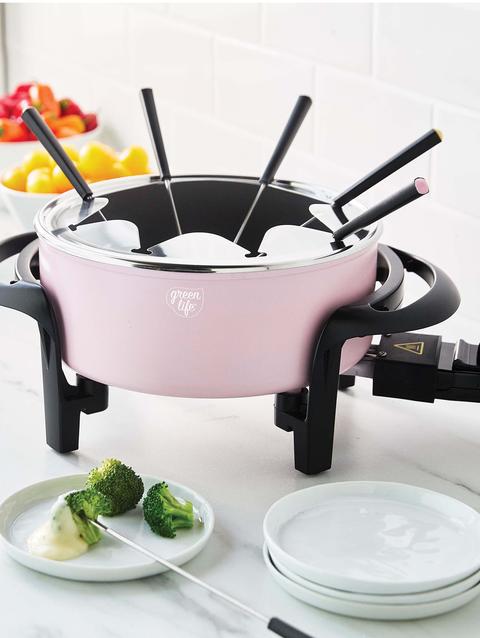 GreenPan GreenLife Healthy Ceramic Nonstick Fondue Party Set | Pink