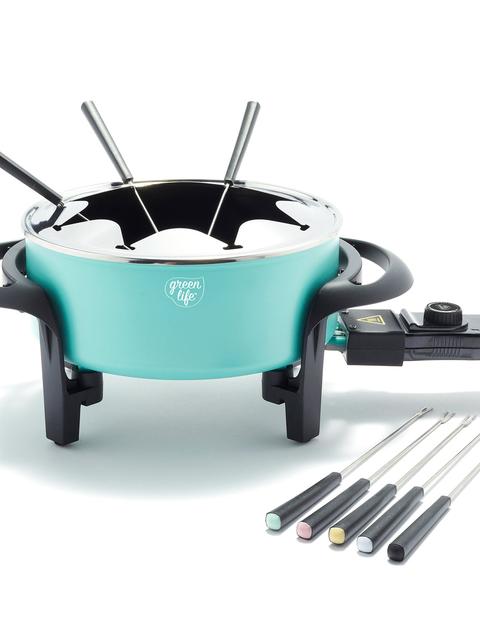 GreenPan GreenLife Healthy Ceramic Nonstick Fondue Party Set | Turquoise