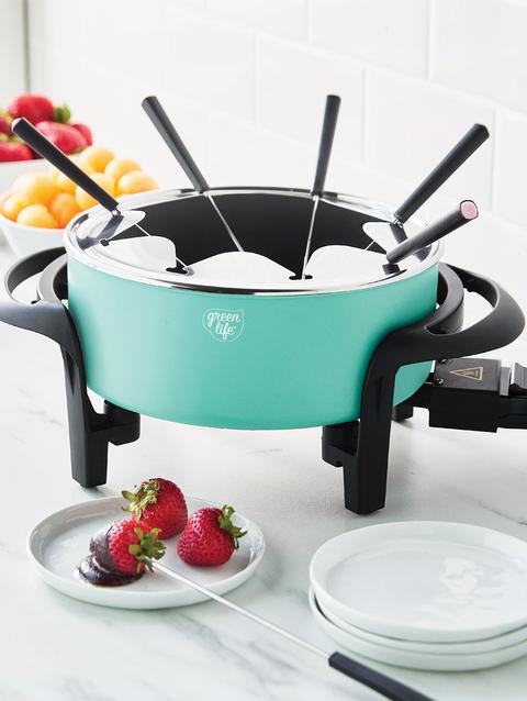 GreenPan GreenLife Healthy Ceramic Nonstick Fondue Party Set | Turquoise