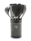 GreenPan GreenLife Nylon & Wood Cooking Utensils with Ceramic Crock, 7-Piece Set | Charcoal Gray