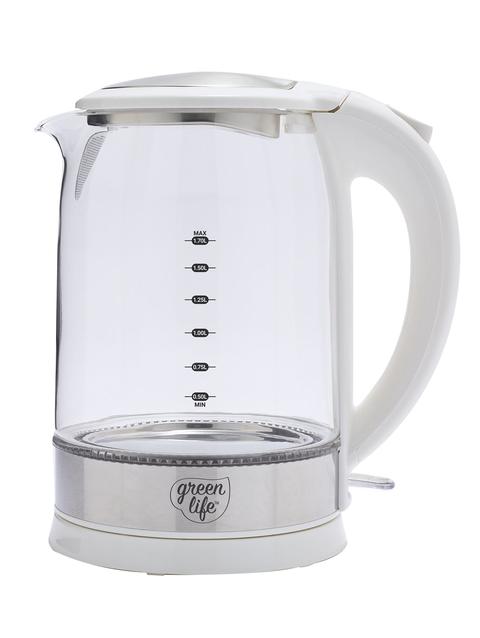 GreenPan GreenLife Qwik & EZ Glass Kettle | White