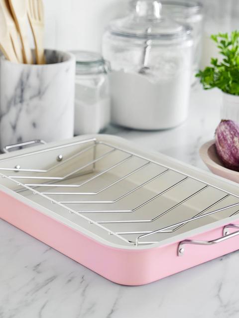 GreenPan GreenLife Roaster With Stainless Steel Rack | Pink