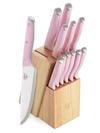 GreenPan GreenLife Stainless Steel 13-Piece Knife Block Cutlery Set | Pink