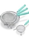 GreenPan GreenLife Stainless Steel Mesh Strainers, Set of 4 | Turquoise