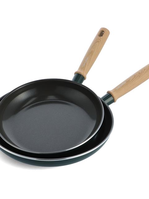 GreenPan Hudson Ceramic Nonstick 9.5" and 11" Frypan Set | Forest Green