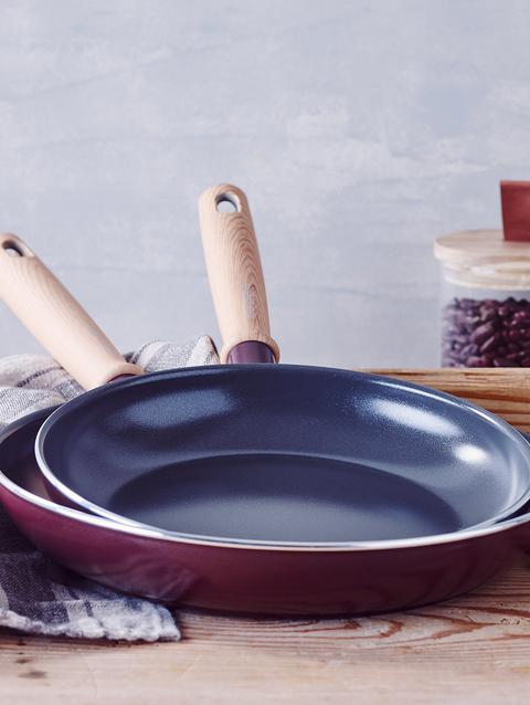 GreenPan Hudson Ceramic Nonstick 9.5" and 11" Frypan Set | Merlot