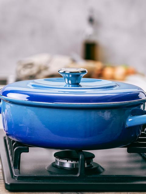 GreenPan Merten & Storck Enameled Iron 1873 Braiser, 4-Quart | Azure Blue