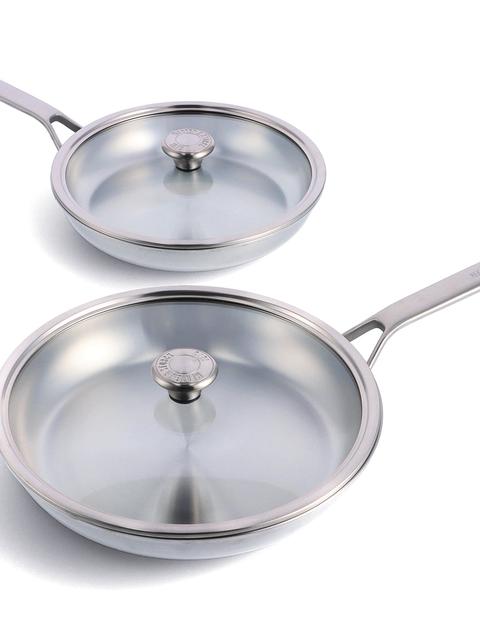 GreenPan Merten & Storck Stainless Steel 10" and 12" Frypan Set with Lids