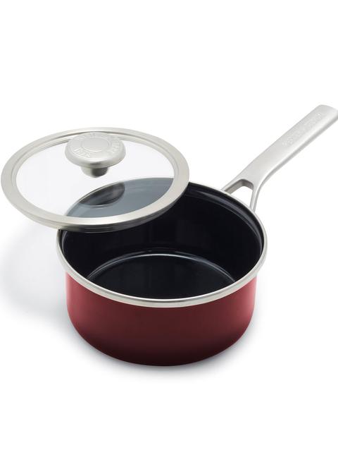 GreenPan Merten & Storck Steel Core Enameled 1.5-Quart Saucepan with Lid | Chocolate Truffle