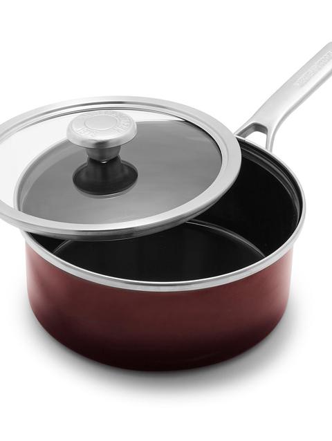 GreenPan Merten & Storck Steel Core Enameled 2.5-Quart Saucepan with Lid | Chocolate Truffle