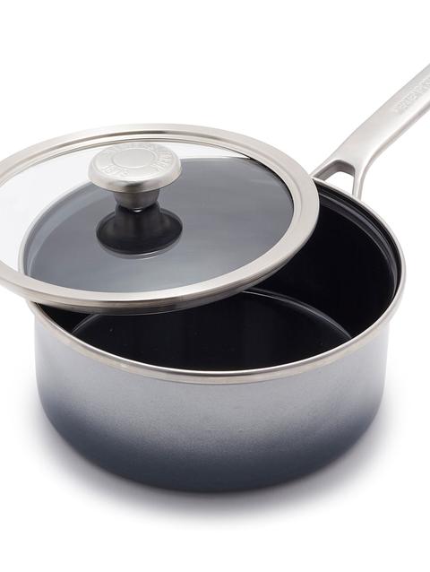 GreenPan Merten & Storck Steel Core Enameled 2.5-Quart Saucepan with Lid | Cloud Gray