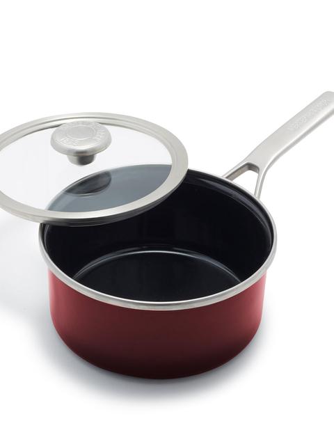 GreenPan Merten & Storck Steel Core Enameled 2-Quart Saucepan with Lid | Chocolate Truffle