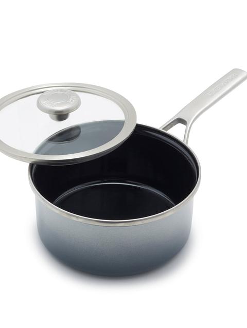 GreenPan Merten & Storck Steel Core Enameled 2-Quart Saucepan with Lid | Cloud Gray