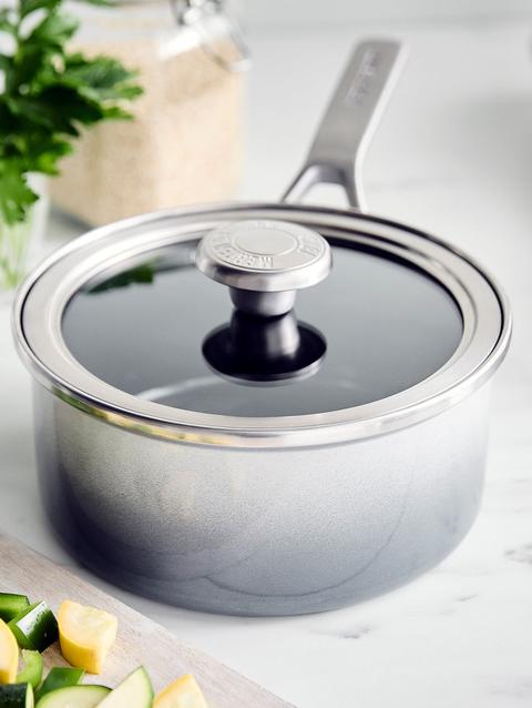 GreenPan Merten & Storck Steel Core Enameled 2-Quart Saucepan with Lid | Cloud Gray