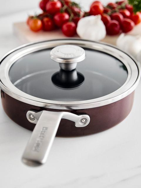 GreenPan Merten & Storck Steel Core Enameled 2-Quart Sauté Pan with Lid | Chocolate Truffle