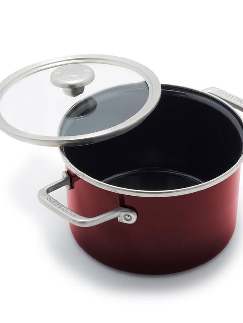 GreenPan Merten & Storck Steel Core Enameled 4-Quart Stockpot with Lid | Chocolate Truffle