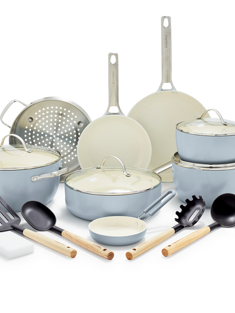 GreenPan Padova Ceramic Nonstick 16-Piece Cookware Set | Light Blue