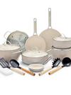 GreenPan Padova Ceramic Nonstick 16-Piece Cookware Set | Taupe