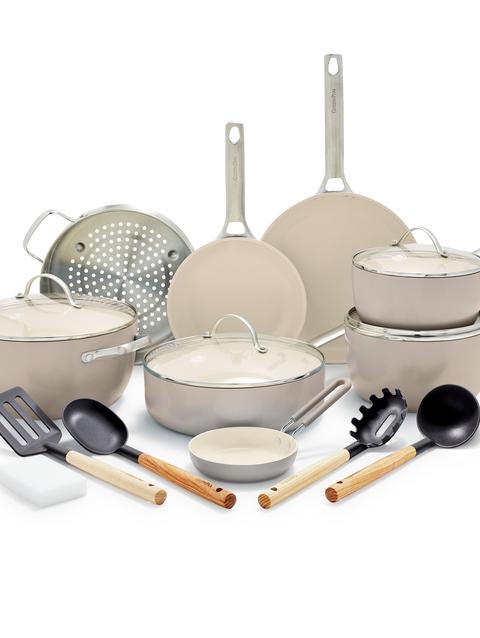 GreenPan Padova Ceramic Nonstick 16-Piece Cookware Set | Taupe