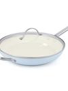 GreenPan Padova Light Blue Ceramic Nonstick 12" Frypan with Lid