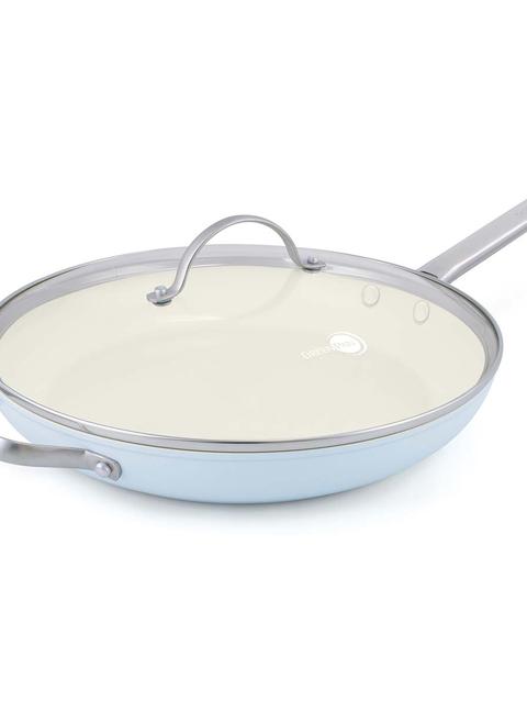 GreenPan Padova Light Blue Ceramic Nonstick 12" Frypan with Lid