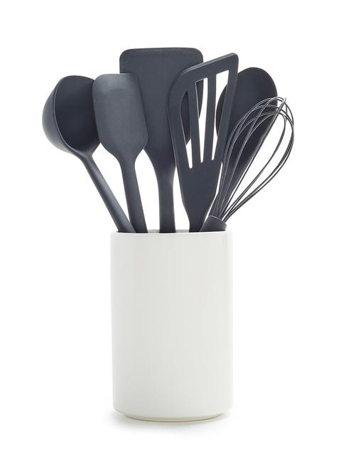 GreenPan Platinum Silicone 7-Piece Utensil and Crock Set | Gray