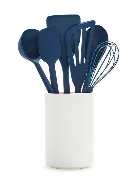 GreenPan Platinum Silicone 7-Piece Utensil and Crock Set | Navy