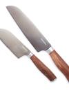 GreenPan Premiere Titanium Cutlery 2-Piece Santoku Knife Set with Walnut Handles