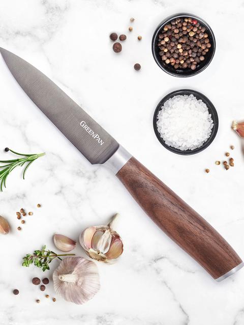 GreenPan Premiere Titanium Cutlery 4" Paring Knife with Walnut Handle