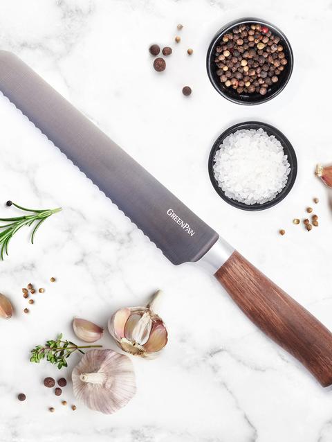 GreenPan Premiere Titanium Cutlery 8" Bread Knife with Walnut Handle