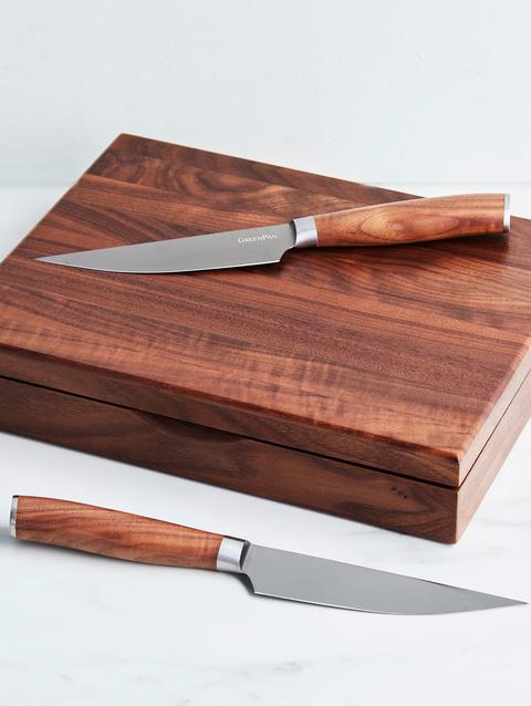 GreenPan Premiere Titanium Cutlery 8-Piece Steak Knife Set with Walnut Handles