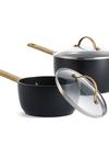 GreenPan Reserve Ceramic Nonstick 1.5-Quart and 3-Quart Saucepan Set with Lids | Black