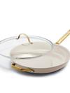 GreenPan Reserve Ceramic Nonstick 12" Frypan with Helper Handle and Lid | Taupe