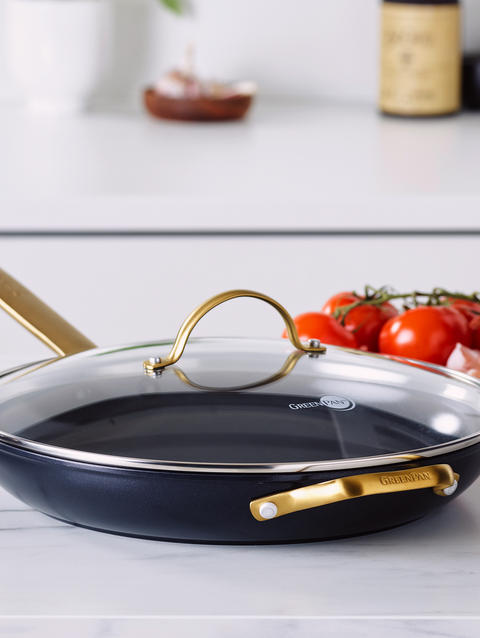 GreenPan Reserve Ceramic Nonstick 12" Frypan with Lid and Helper Handle | Black