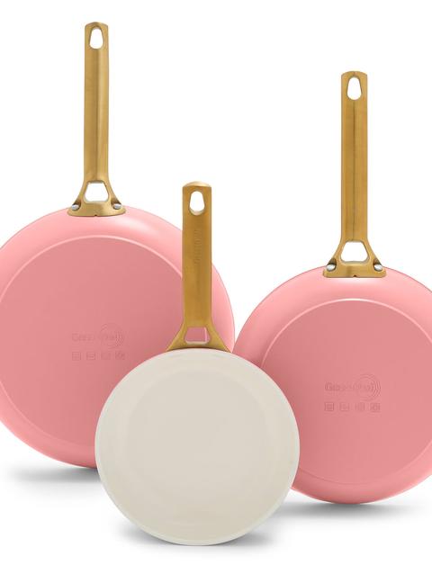 GreenPan Reserve Ceramic Nonstick 8", 10" and 12" Frypan Set | Coral