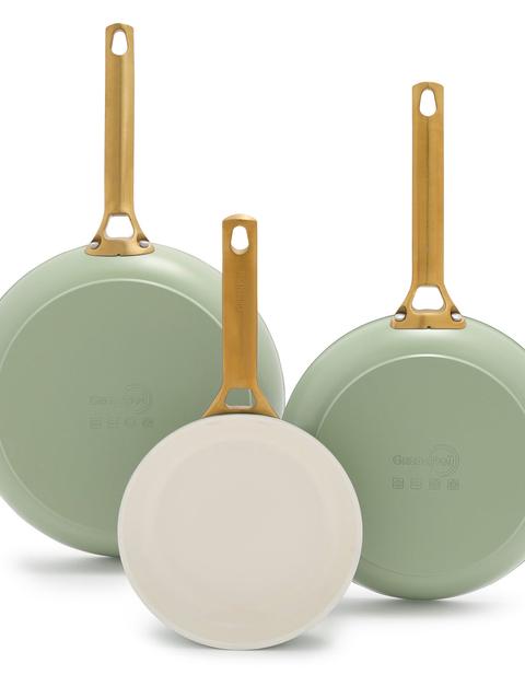 GreenPan Reserve Ceramic Nonstick 8", 10" and 12" Frypan Set | Sage