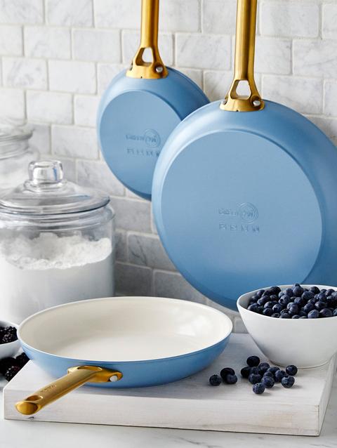 GreenPan Reserve Ceramic Nonstick 8", 10" and 12" Frypan Set | Sky Blue