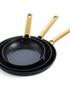 GreenPan Reserve Ceramic Nonstick 8", 9.5" and 11" Frypan Set | Black