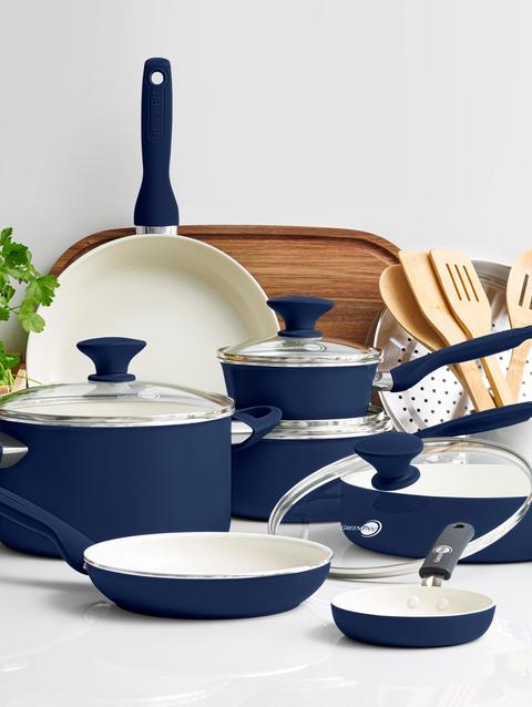 GreenPan Rio Ceramic Nonstick 16-Piece Cookware Set | Navy