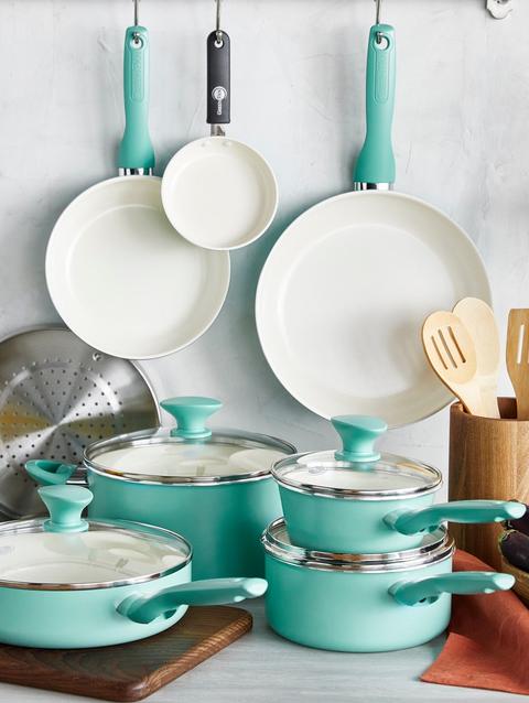 GreenPan Rio Ceramic Nonstick 16-Piece Cookware Set | Turquoise