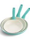 GreenPan Rio Ceramic Nonstick 7", 9.5" and 11" Frypan Set | Turquoise