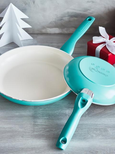 GreenPan Rio Ceramic Nonstick 7", 9.5" and 11" Frypan Set | Turquoise