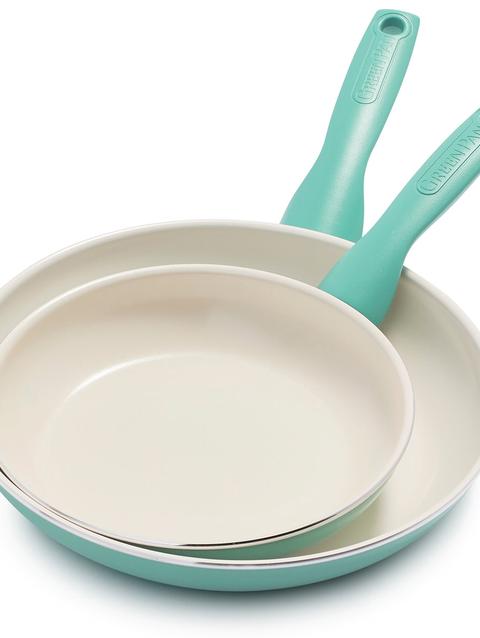 GreenPan Rio Ceramic Nonstick 8" and 10" Frypan Set | Turquoise