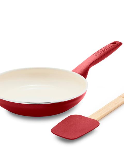 GreenPan Rio Ceramic Nonstick 8" Frypan with Spatula | Red