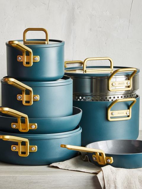 GreenPan Stanley Tucci™ Ceramic Nonstick 11-Piece Cookware Set with the Tucci Cookbook | Venetian Teal