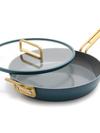 GreenPan Stanley Tucci™ Ceramic Nonstick 12" Frypan with Lid | Venetian Teal